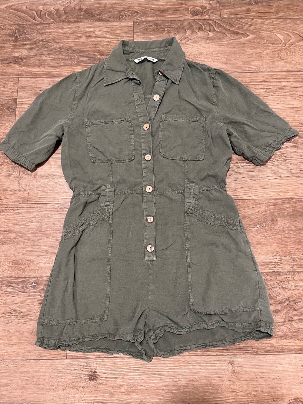 Zara Short Sleeve Botton Front Romper